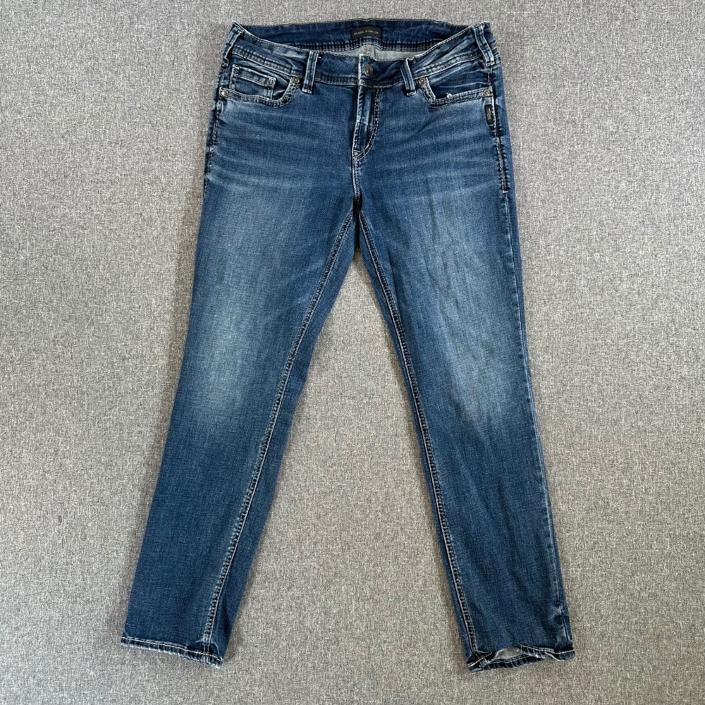 Silver Jeans Co. Jeans Womens 32x30 Elyse Straight Blue Embroidered Pockets